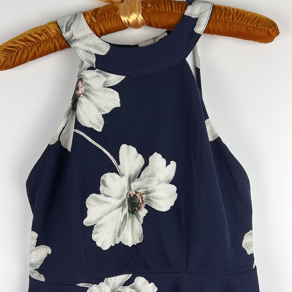 Papaya Navy Floral Print Halter Dress Sz: M - Picture 3 of 8